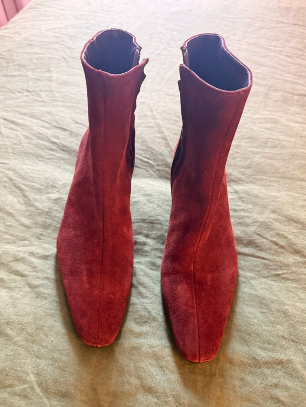 STAUD Brown Wally Suede Ankle Boots